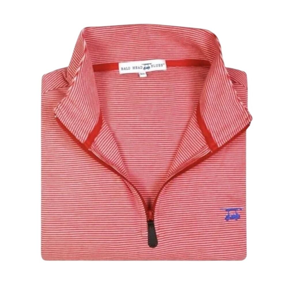 Bald Head Blues Red 1/4 Zip Stripe Pullover Size XL
